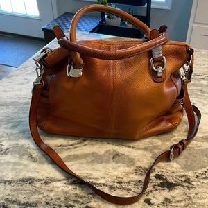 F-ZONE Women's Genuine Leather Tote Shoulder Bag Handbag (Brown)